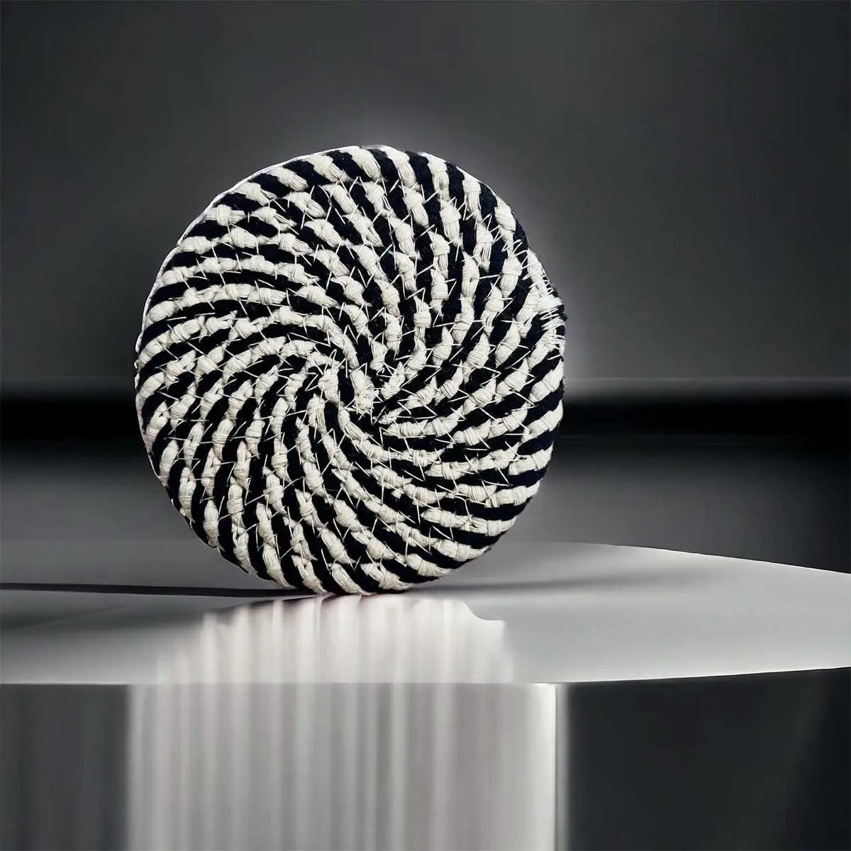 Black White Braided Rope Coasters Set of Four