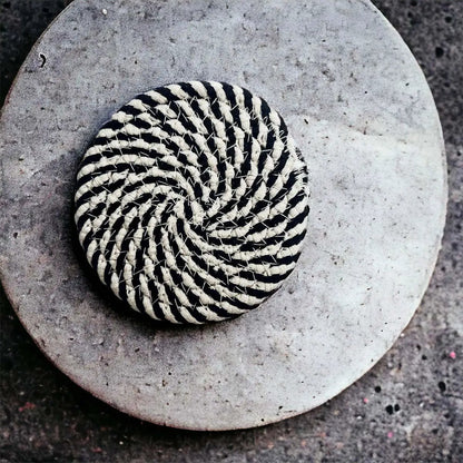 Black White Braided Rope Coasters Set of Four