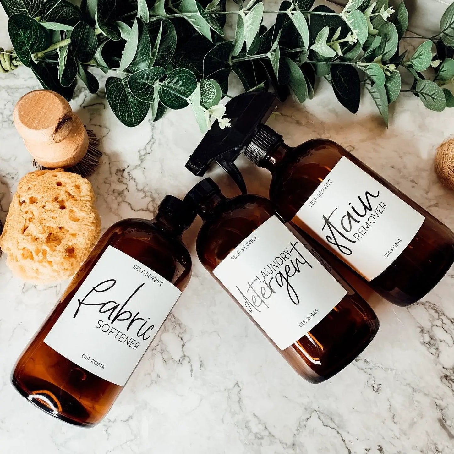 16oz Amber Boston Round Bottles and White Label