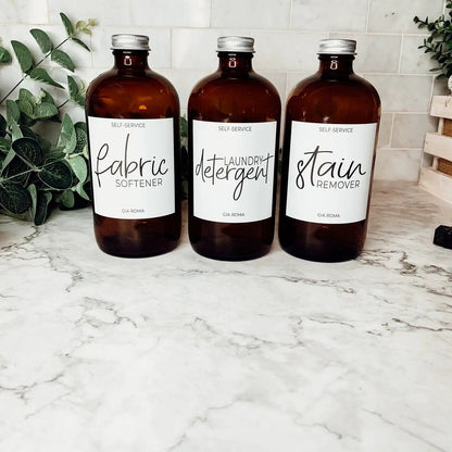 16oz Amber Boston Round Bottles and White Label