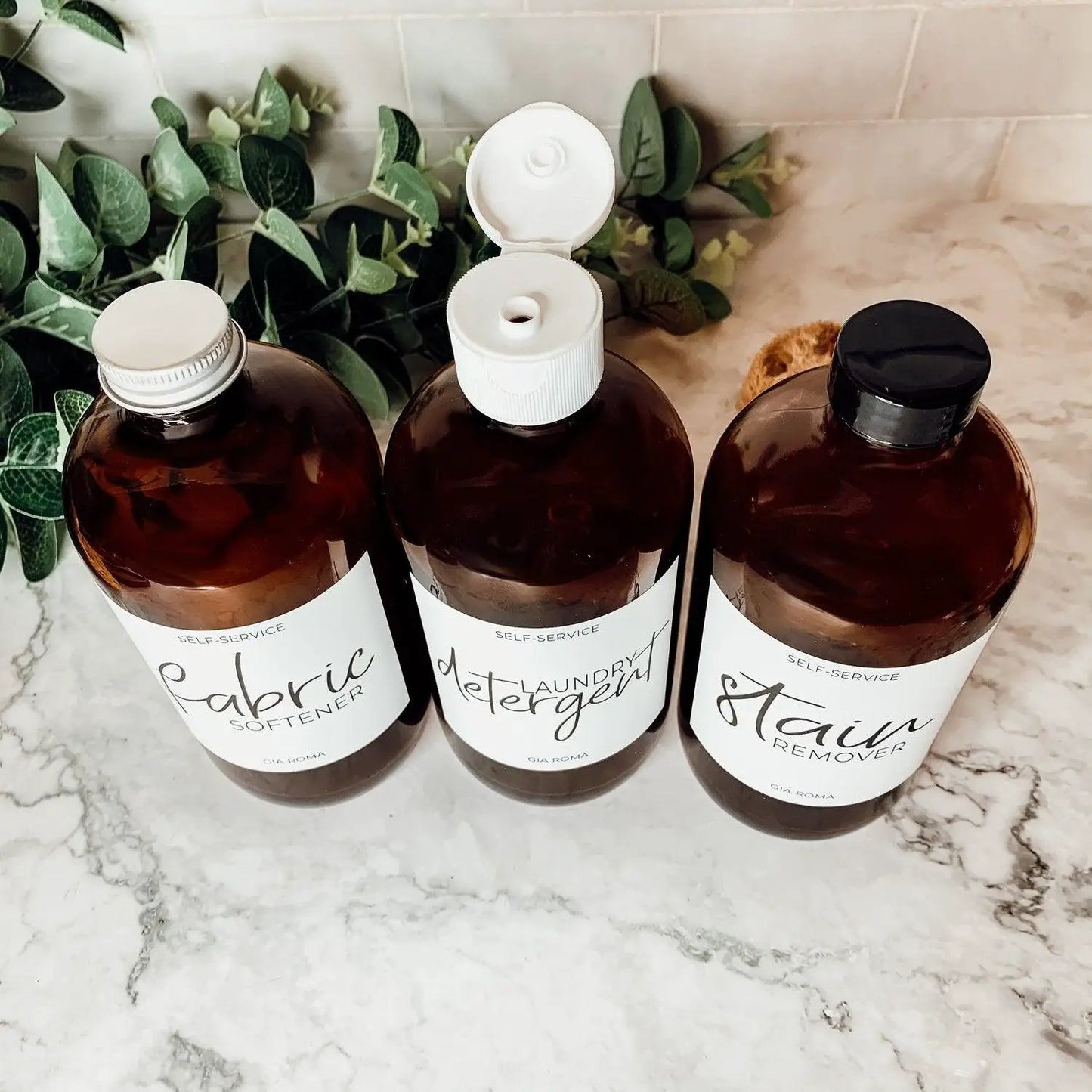 16oz Amber Boston Round Bottles and White Label