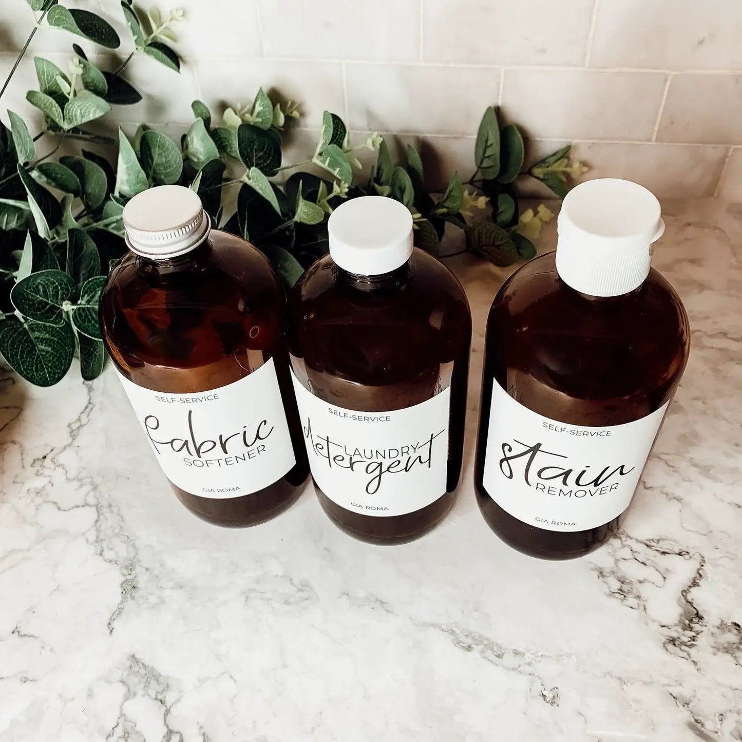 16oz Amber Boston Round Bottles and White Label