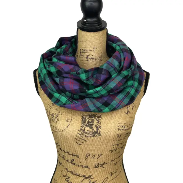 Scarf spearmint green, purple, red and black plaid flannel scarf by Thistle & Stitch on Tampa Home & Garden Store