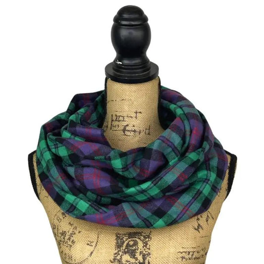 Thistle & Stitch plaid flannel infinity scarf spearmint green purple deep red and black on Tampa Home & Garden Store