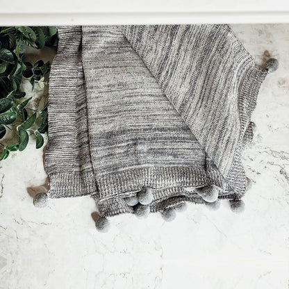 Casablanca Pom Pom Cotton Blanket Cozy Throw