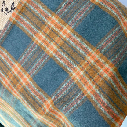 Scarf Thistle & Stitch dusty deep teal plaid infinity blanket scarf in sage and persimmon orange on Tampa Home & Garden Store