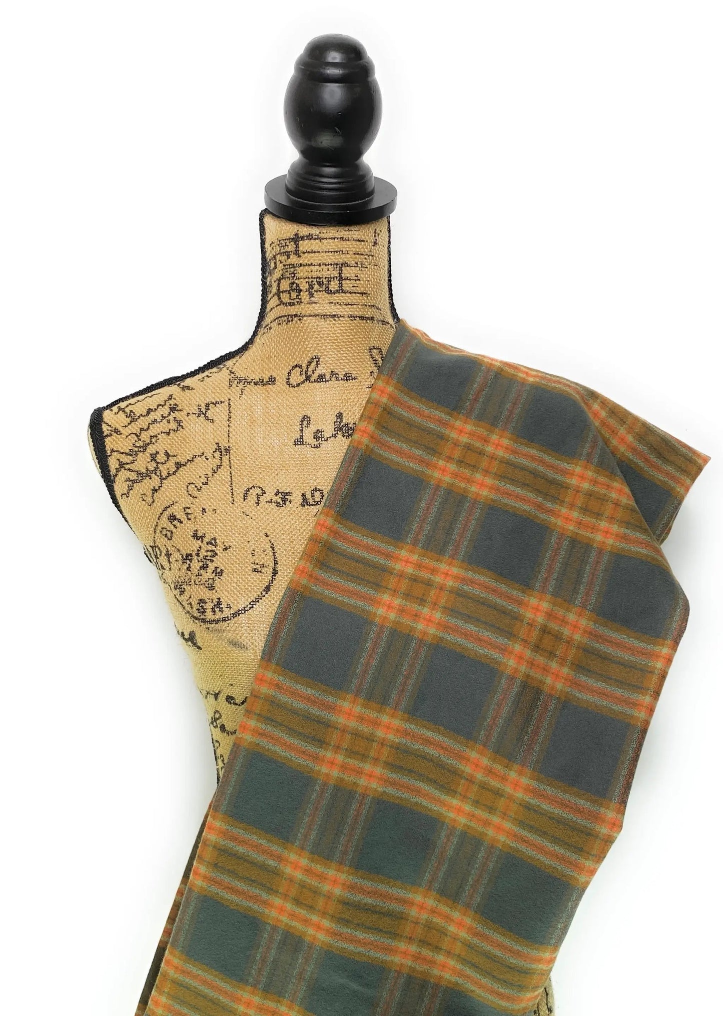 Scarf Dusty Deep Teal Luxe plaid scarf with sage and persimmon orange by Thistle & Stitch on Tampa Home & Garden Store