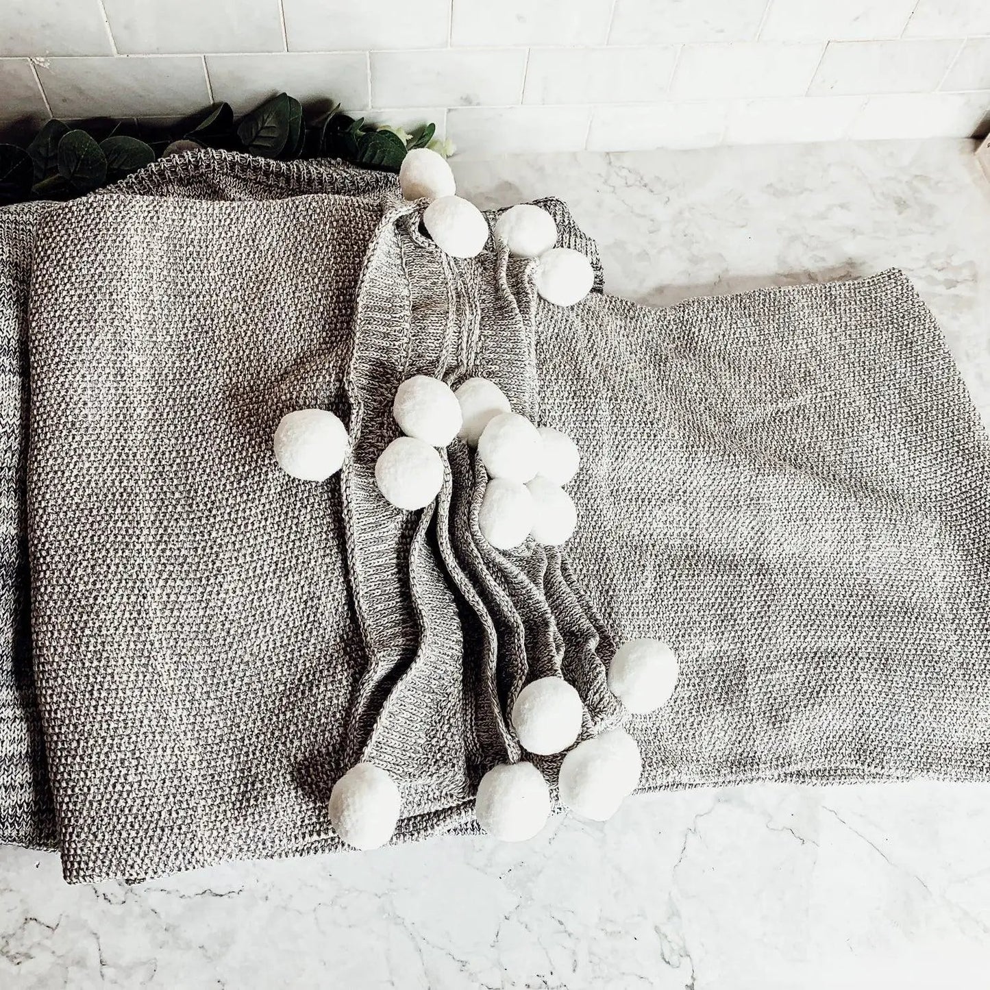 Casablanca Pom Pom Cotton Blanket Cozy Throw