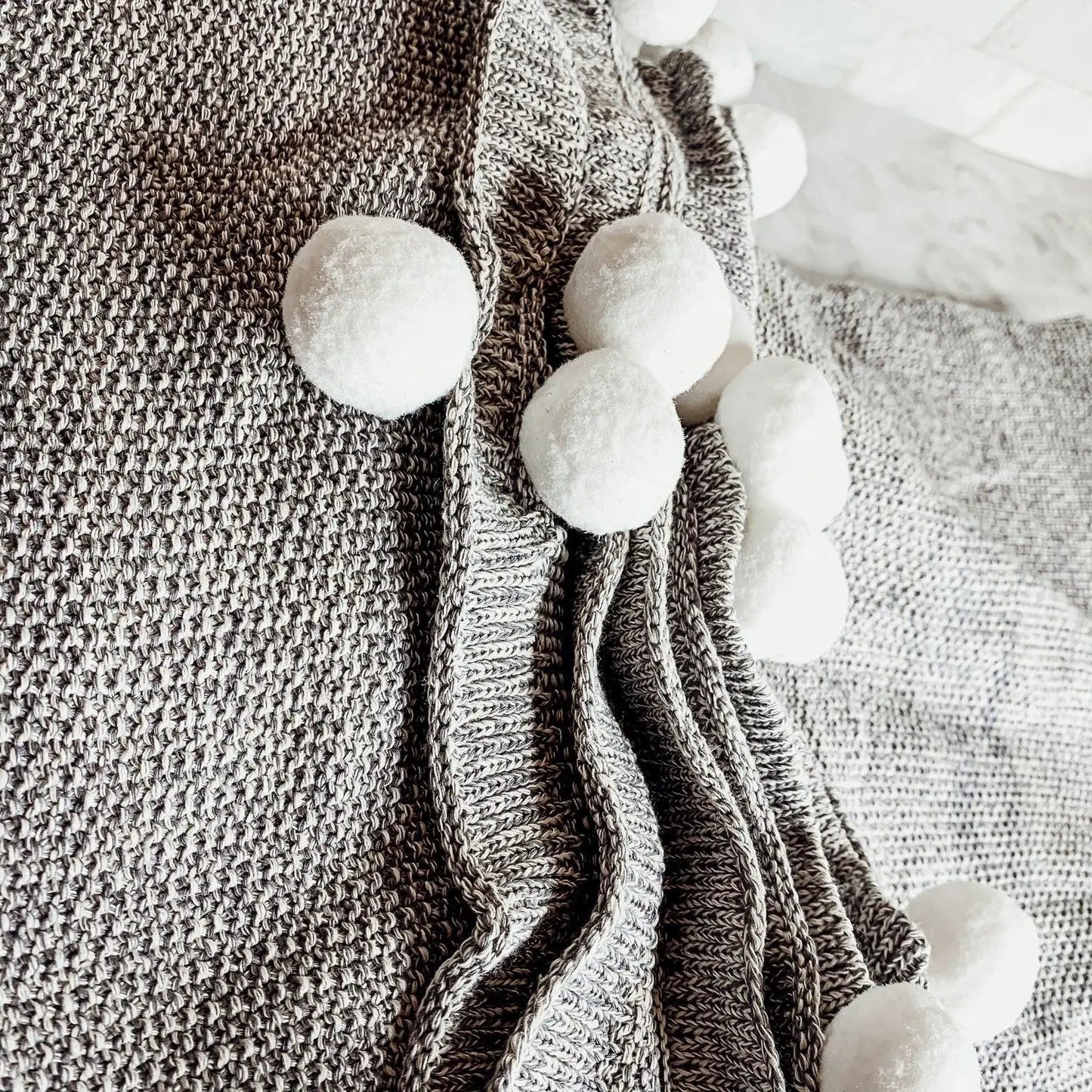 Casablanca Pom Pom Cotton Blanket Cozy Throw