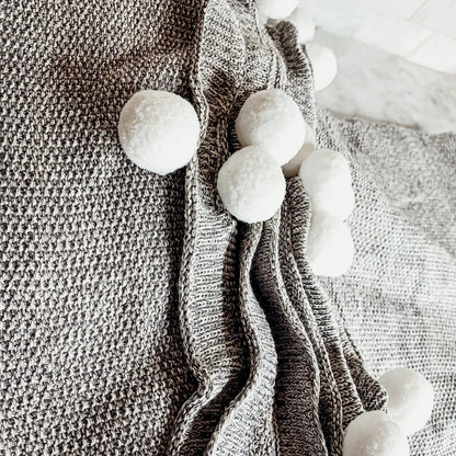 Casablanca Pom Pom Cotton Blanket Cozy Throw