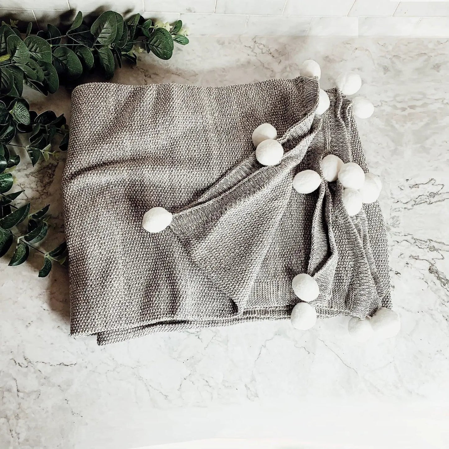 Casablanca Pom Pom Cotton Blanket Cozy Throw