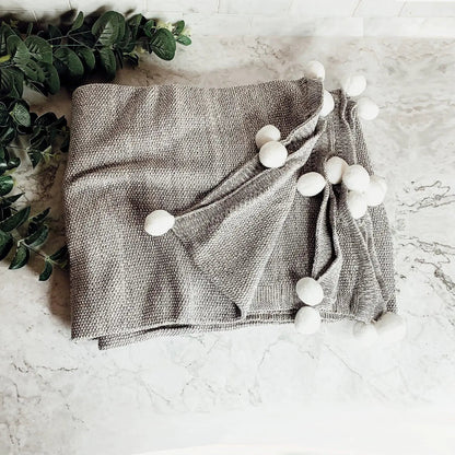 Casablanca Pom Pom Cotton Blanket Cozy Throw
