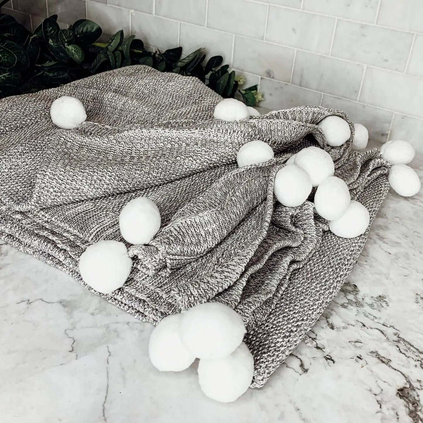 Casablanca Pom Pom Cotton Blanket Cozy Throw