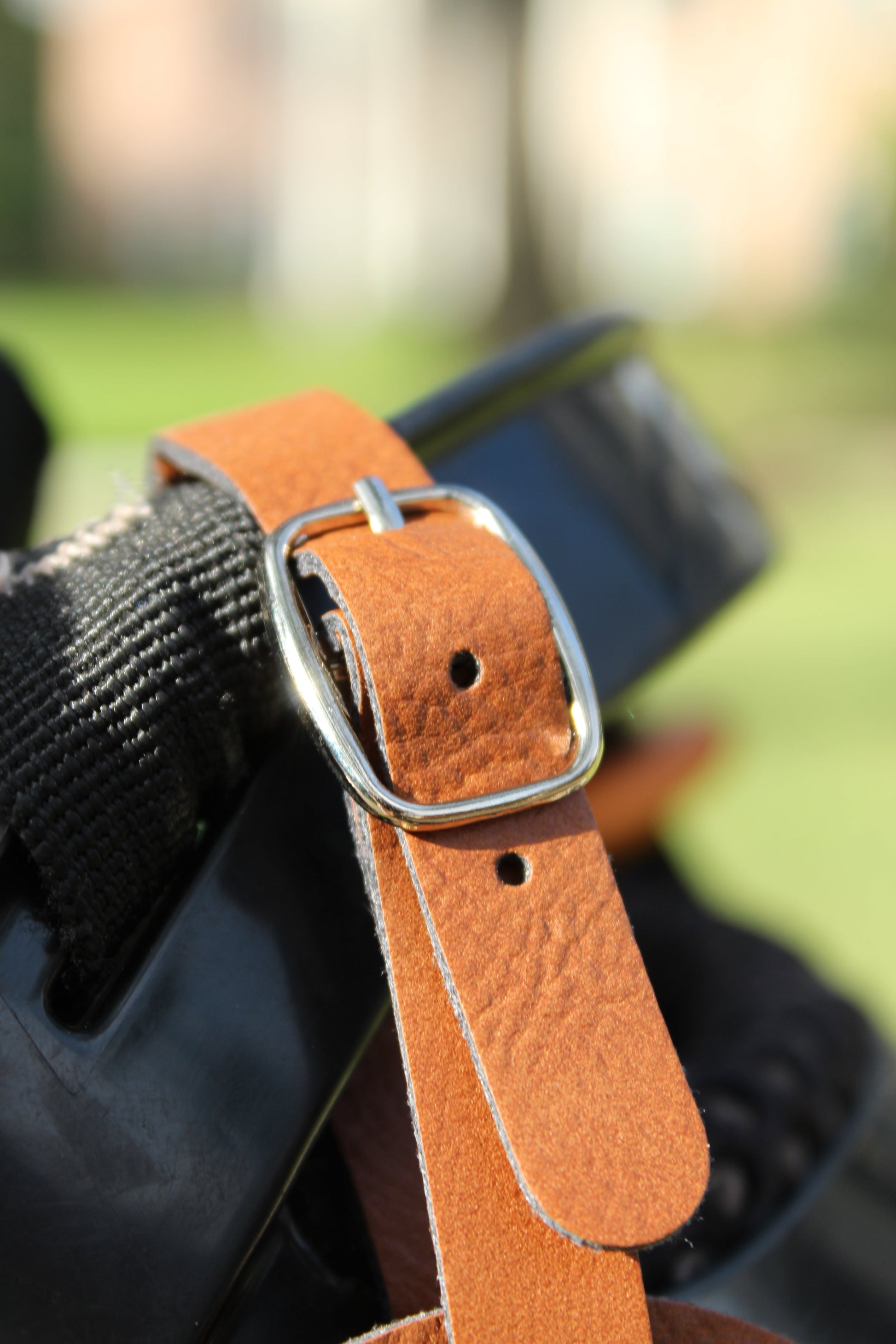 Texas Longhorn Leather Golf Tee Holder by Ryan's Woodworking, brown leather strap on golf bag on Tampa Home & Garden Store