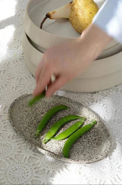 Large Handmade Oval Stoneware Serving Platter