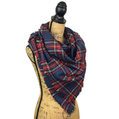 Scarf Thistle & Stitch plaid flannel infinity scarf in navy, red, white, black and mustard on Tampa Home & Garden Store