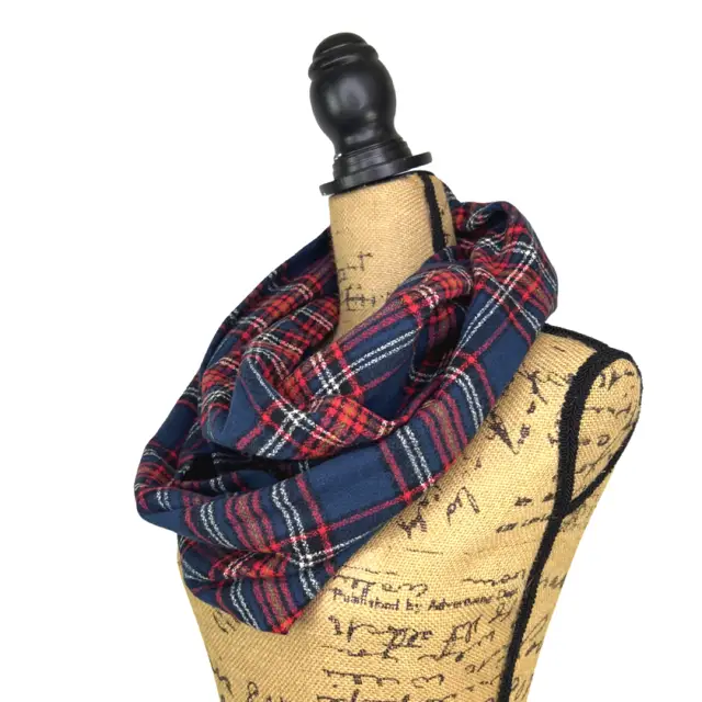 Scarf Thistle & Stitch plaid flannel infinity scarf in navy and red tartan on Tampa Home & Garden Store