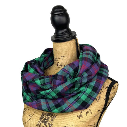 Thistle & Stitch plaid flannel infinity scarf spearmint green purple deep red black on Tampa Home & Garden Store