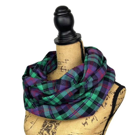 Thistle & Stitch plaid flannel infinity scarf spearmint green purple deep red black on Tampa Home & Garden Store