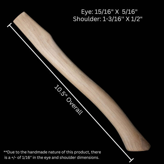 Replacement hatchet handle for 11SPORTSMAN in natural wood with eye 15/16 in and shoulder 1-3/16 in visible on Tampa Home & Garden Store