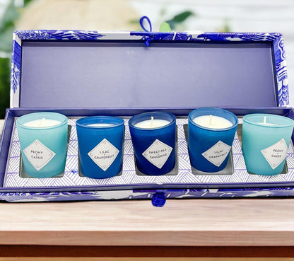 Mediterranean Blue Willow Candle Gift Set