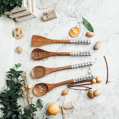 Wooden Serving Spoons Set of 4 With Sayings