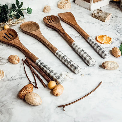 Wooden Serving Spoons Set of 4 With Sayings