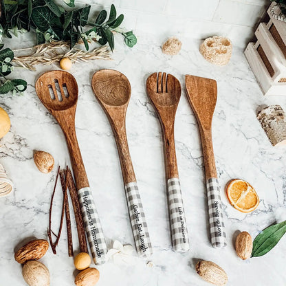 Wooden Serving Spoons Set of 4 With Sayings