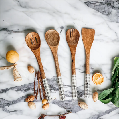 Wooden Serving Spoons Set of 4 With Sayings
