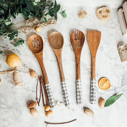 Wooden Serving Spoons Set of 4 With Sayings