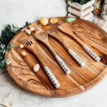 Wooden Serving Spoons Set of 4 With Sayings