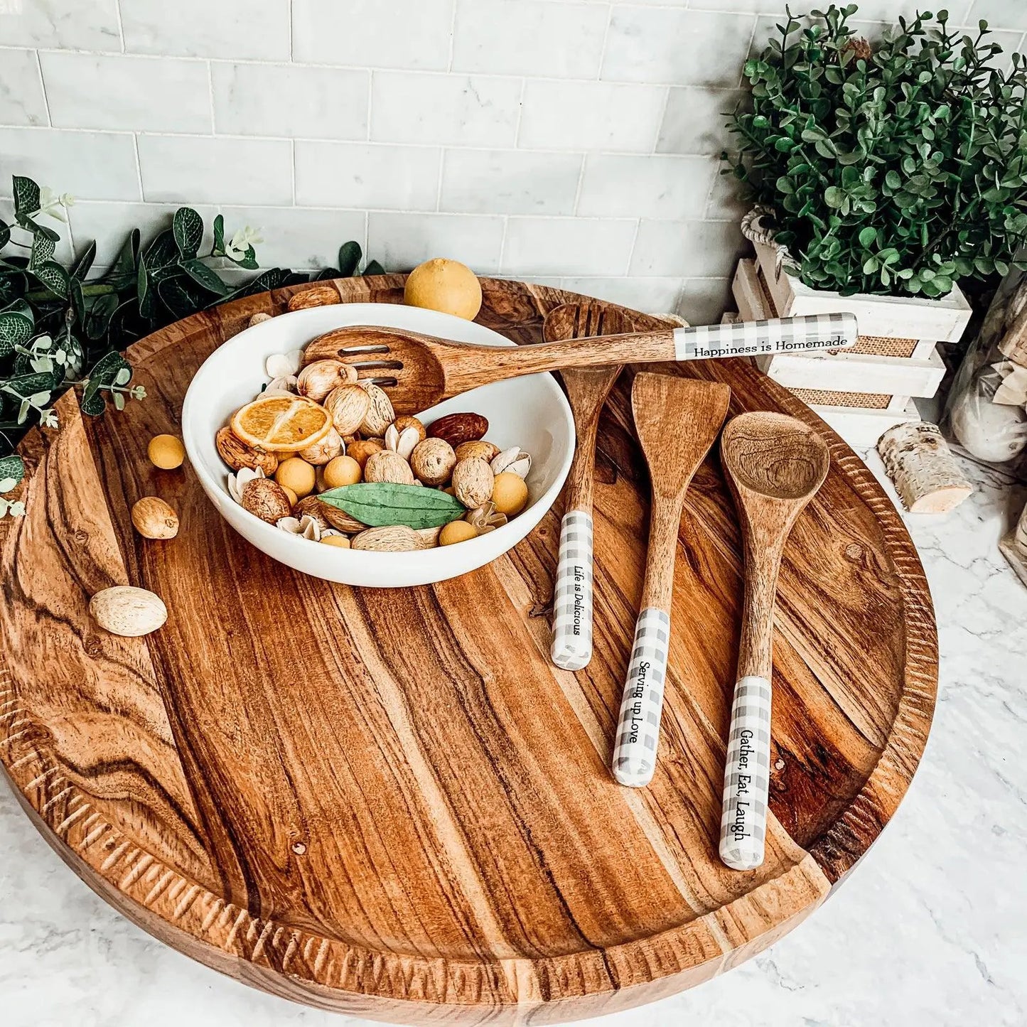 Wooden Serving Spoons Set of 4 With Sayings