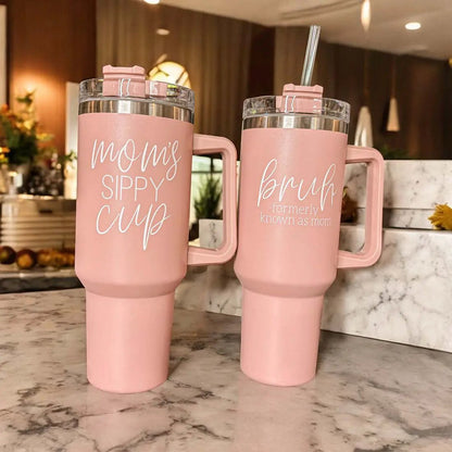 Bruh Pink 40oz Tumbler Formerly Mom Gift