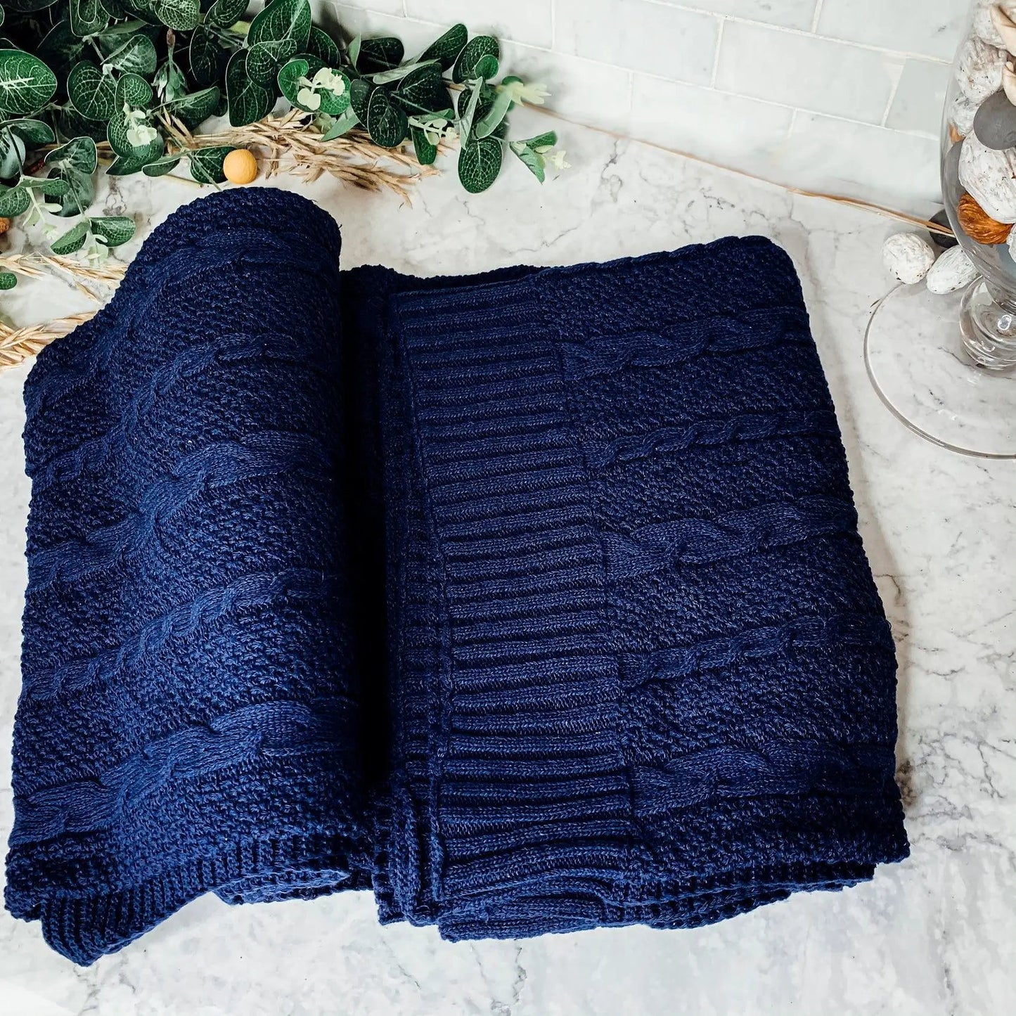 Cozy Ivory Cable Knit Throw Blanket for Home