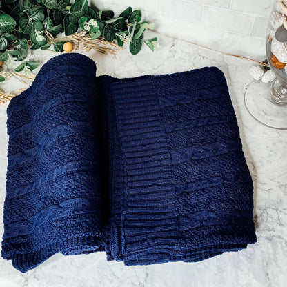 Cozy Ivory Cable Knit Throw Blanket for Home