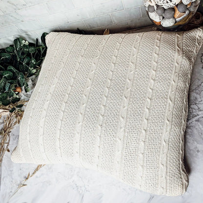 Cozy Ivory Cable Knit Throw Blanket for Home
