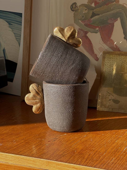 Handmade Stoneware Coffee Cup and Gold Leaf