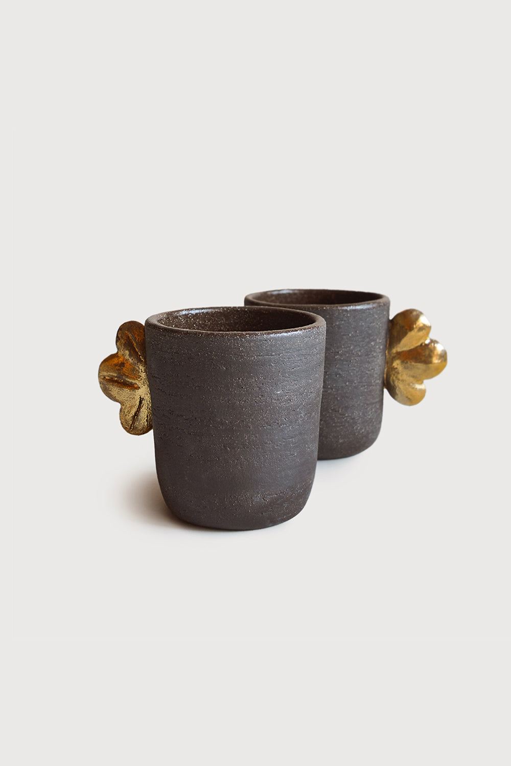 Handmade Stoneware Coffee Cup and Gold Leaf