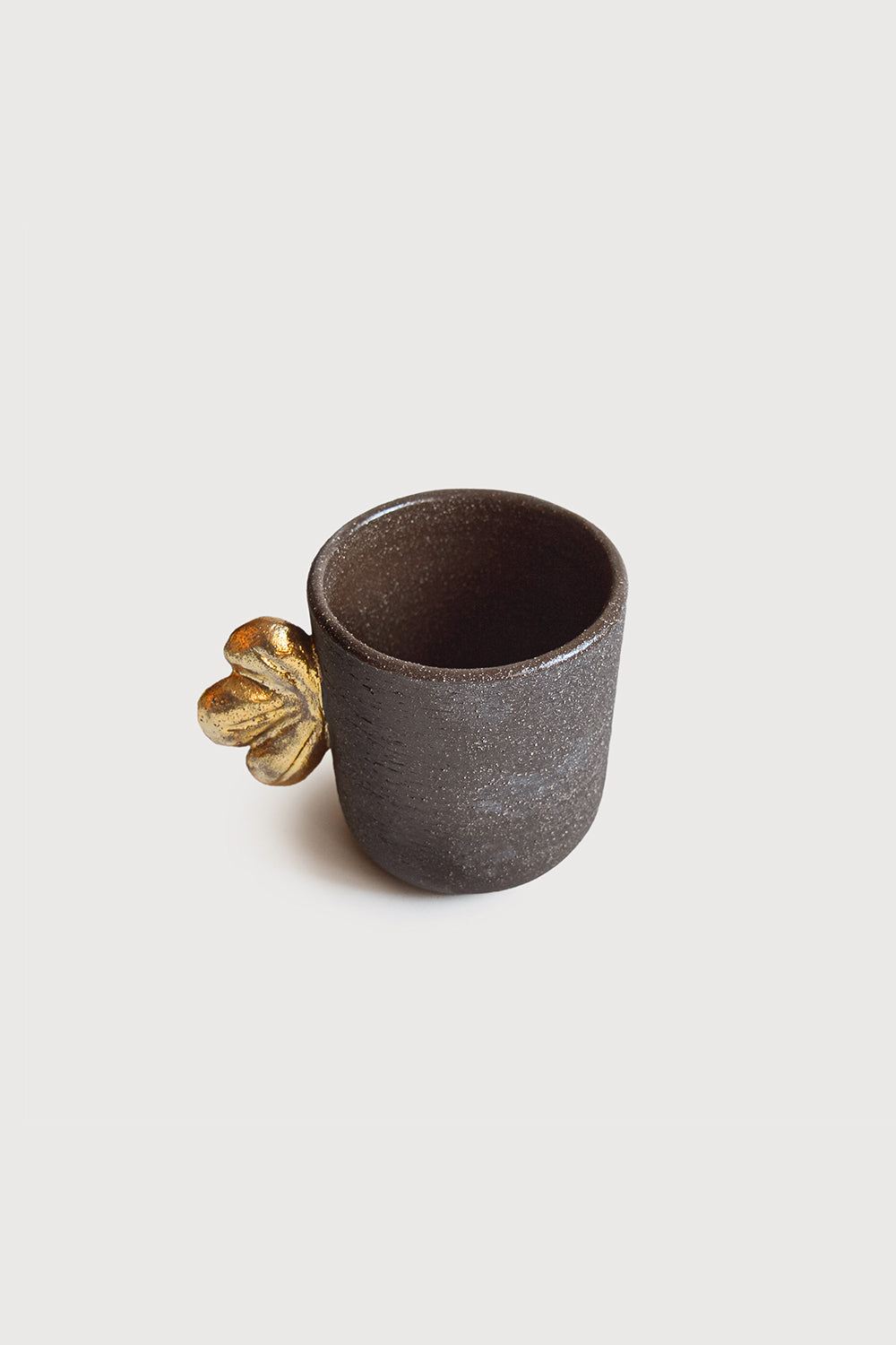 Handmade Stoneware Coffee Cup and Gold Leaf