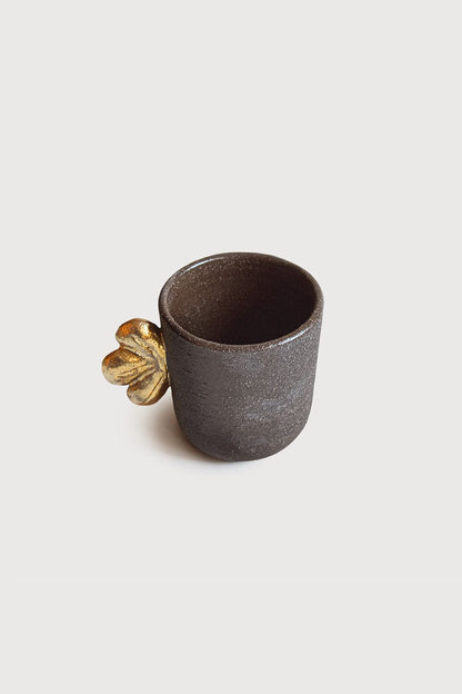 Handmade Stoneware Coffee Cup and Gold Leaf