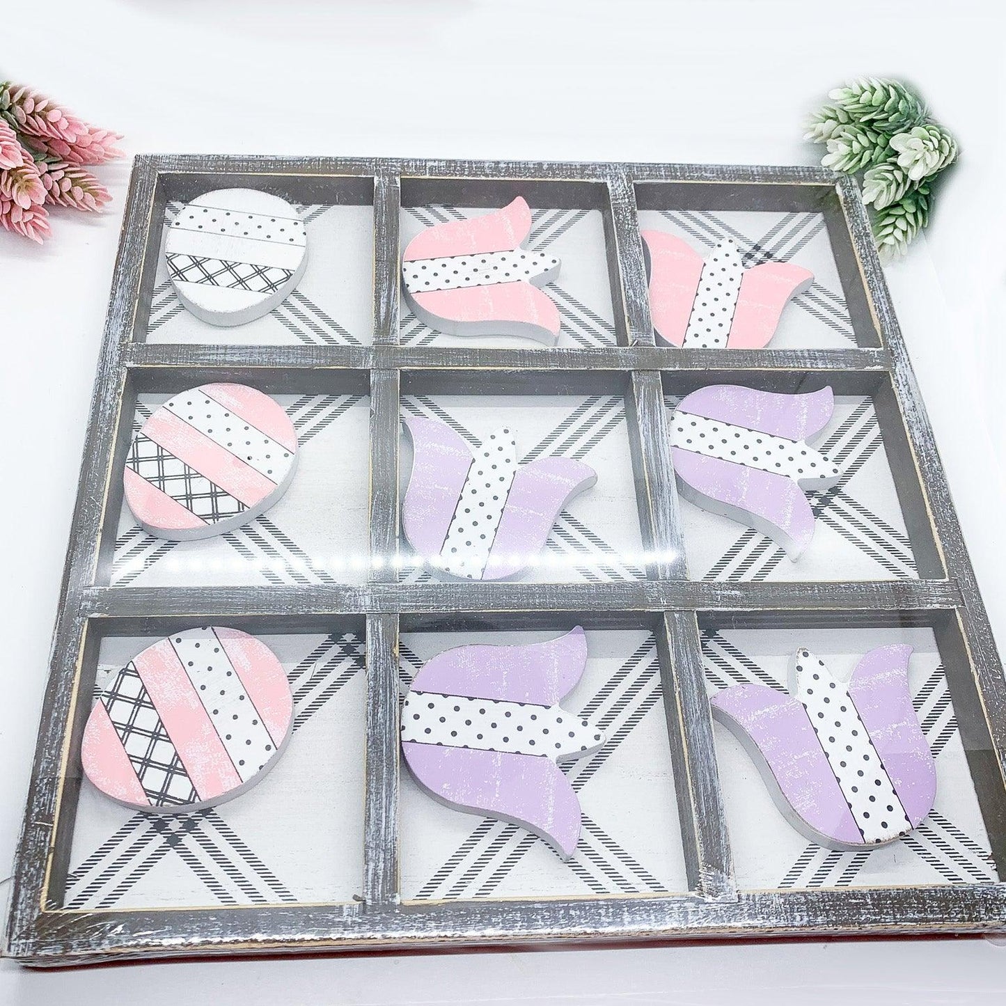 Wooden Easter and Spring Tic Tac Toe Set