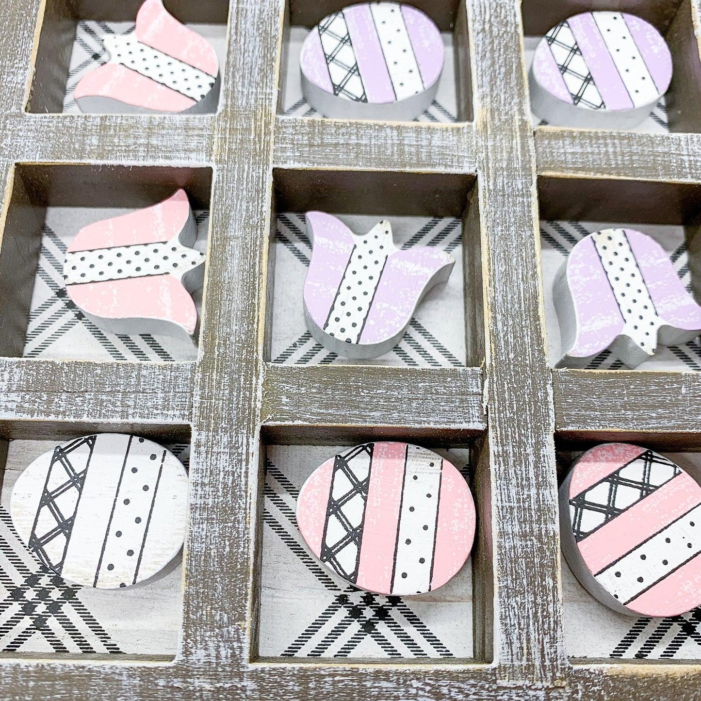 Wooden Easter and Spring Tic Tac Toe Set