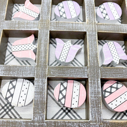 Wooden Easter and Spring Tic Tac Toe Set