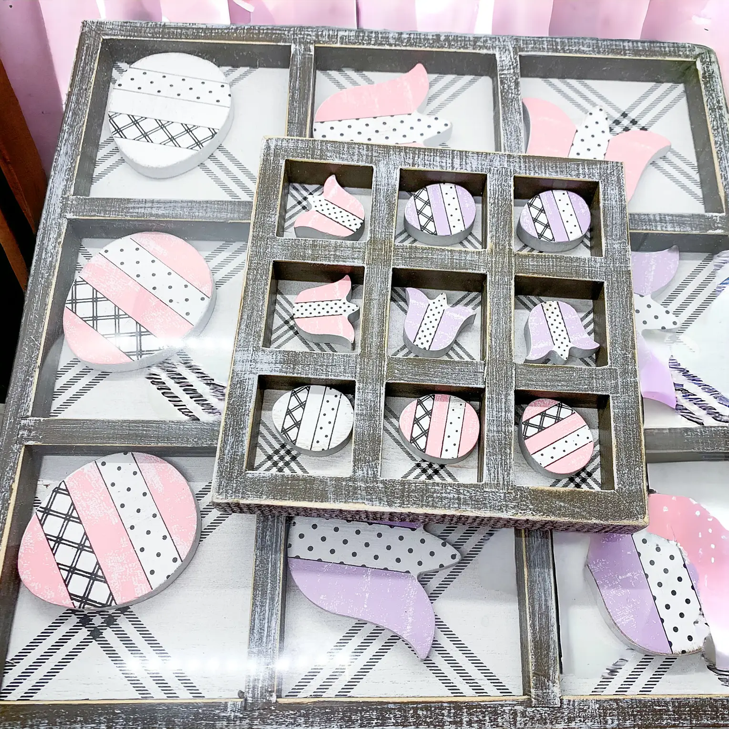 Wooden Easter and Spring Tic Tac Toe Set