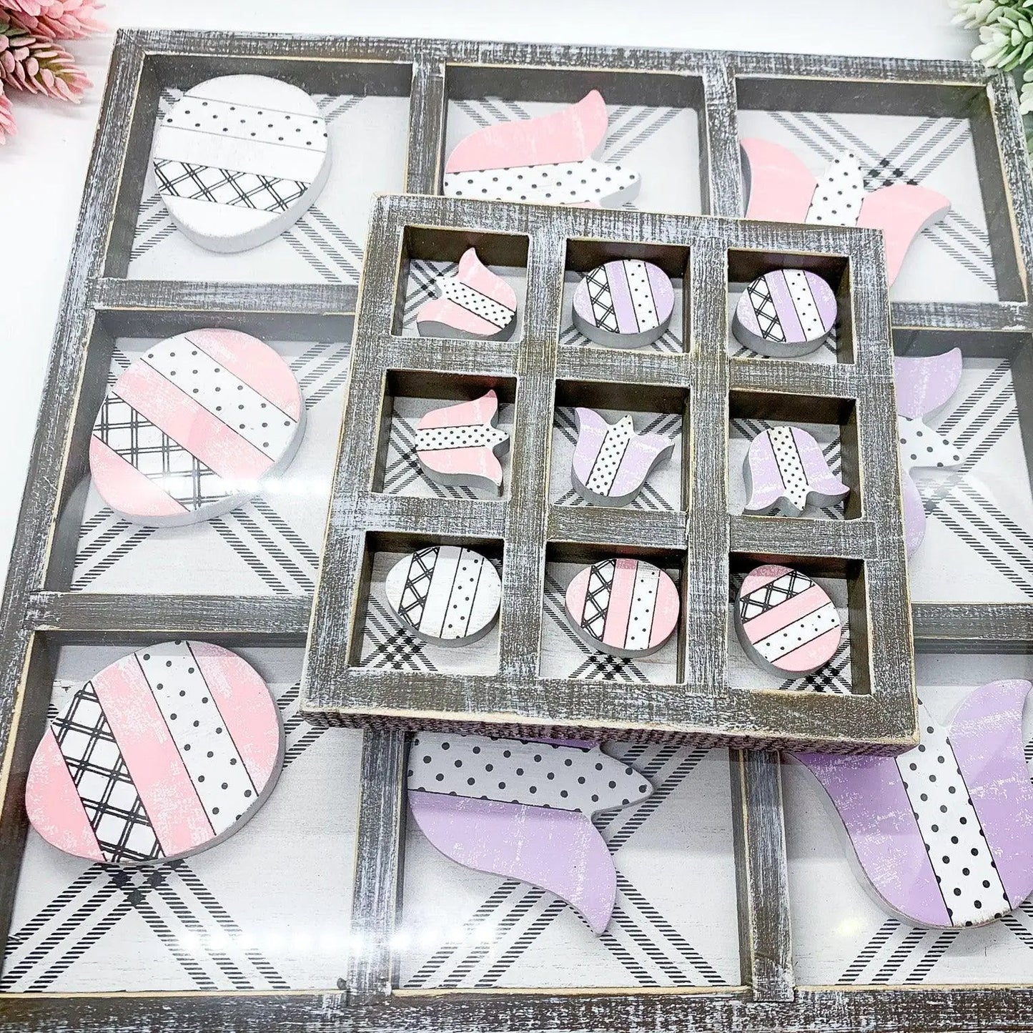 Wooden Easter and Spring Tic Tac Toe Set