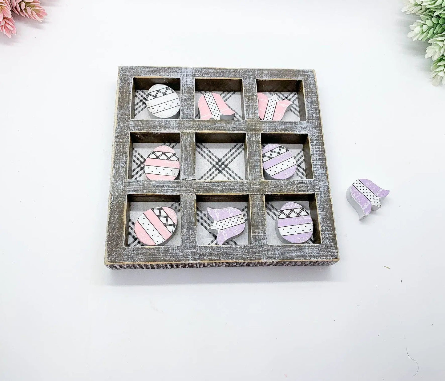 Wooden Easter and Spring Tic Tac Toe Set