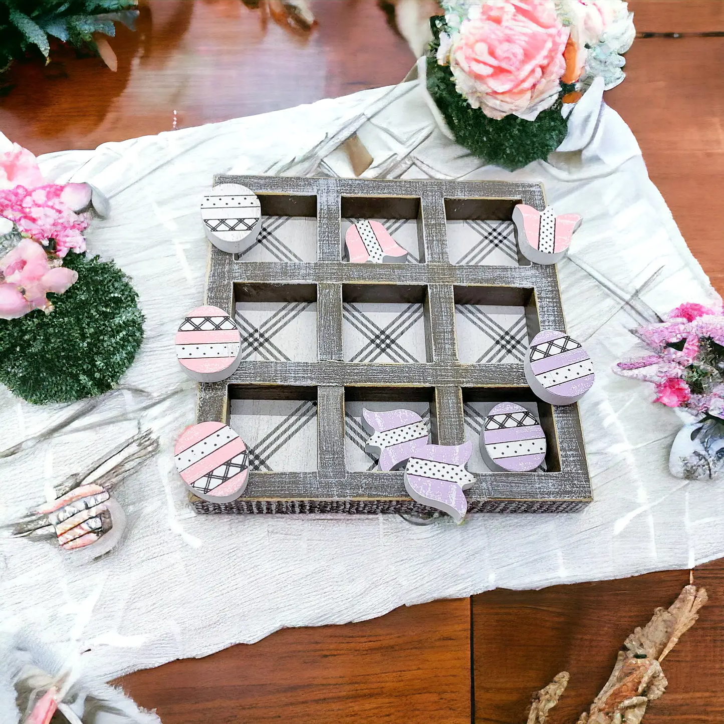 Wooden Easter and Spring Tic Tac Toe Set