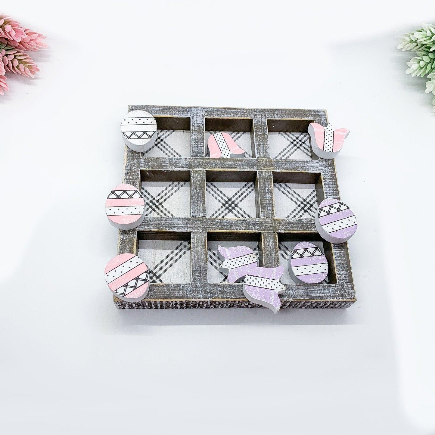 Wooden Easter and Spring Tic Tac Toe Set