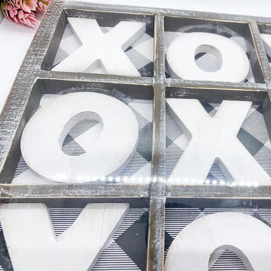 Gingham XOXO Game and Decor Hand Painted Wood
