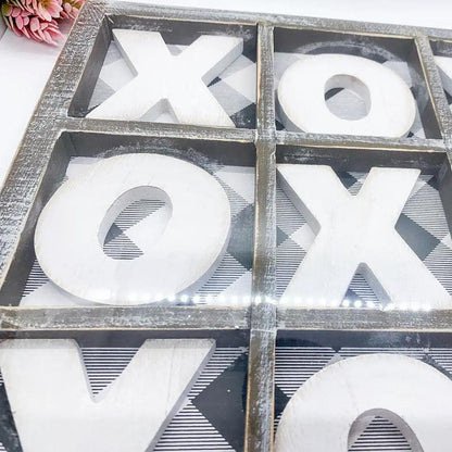 Gingham XOXO Game and Decor Hand Painted Wood